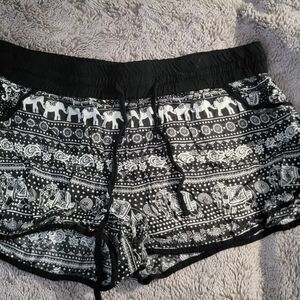 Stylish Black and White Patterned Athletic Shorts